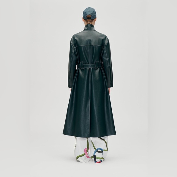 Stine Goya DROPPED SHOULDER HIGH COLLAR COAT - DARK GREEN - Picture 3 of 16